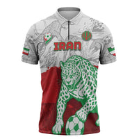 Custom Iran Football Zipper Polo Shirt Leopard Comic Manga Art Style