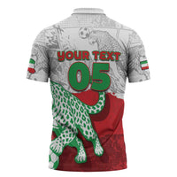 Custom Iran Football Zipper Polo Shirt Leopard Comic Manga Art Style