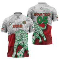 Custom Iran Football Zipper Polo Shirt Leopard Comic Manga Art Style