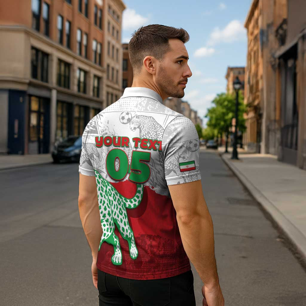 Custom Iran Football Zipper Polo Shirt Leopard Comic Manga Art Style