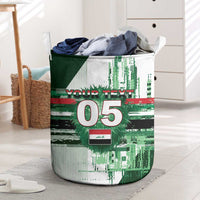 Custom Iraq Football Laundry Basket Modern Glitch Art Style Lion Symbolism