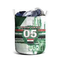 Custom Iraq Football Laundry Basket Modern Glitch Art Style Lion Symbolism
