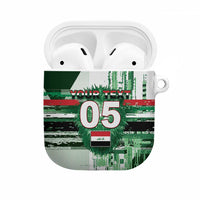 Custom Iraq Football AirPods Case Modern Glitch Art Style Lion Symbolism