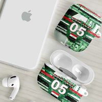 Custom Iraq Football AirPods Case Modern Glitch Art Style Lion Symbolism