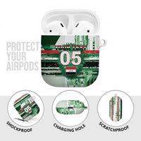 Custom Iraq Football AirPods Case Modern Glitch Art Style Lion Symbolism