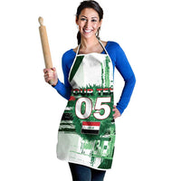 Custom Iraq Football Apron Modern Glitch Art Style Lion Symbolism
