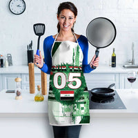 Custom Iraq Football Apron Modern Glitch Art Style Lion Symbolism