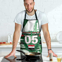 Custom Iraq Football Apron Modern Glitch Art Style Lion Symbolism