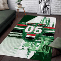 Custom Iraq Football Area Rug Modern Glitch Art Style Lion Symbolism