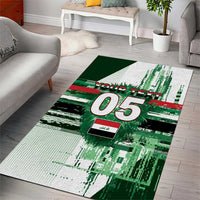 Custom Iraq Football Area Rug Modern Glitch Art Style Lion Symbolism