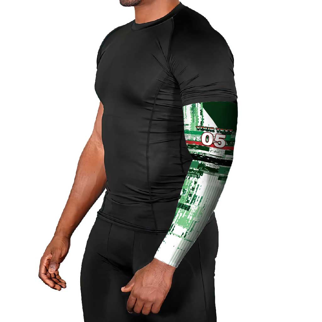 Custom Iraq Football Arm Sleeves Modern Glitch Art Style Lion Symbolism