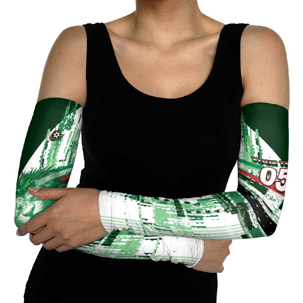 Custom Iraq Football Arm Sleeves Modern Glitch Art Style Lion Symbolism