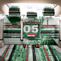 Custom Iraq Football Back Car Seat Cover Modern Glitch Art Style Lion Symbolism