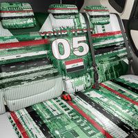 Custom Iraq Football Back Car Seat Cover Modern Glitch Art Style Lion Symbolism