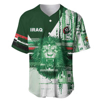 Custom Iraq Football Baseball Jersey Modern Glitch Art Style Lion Symbolism