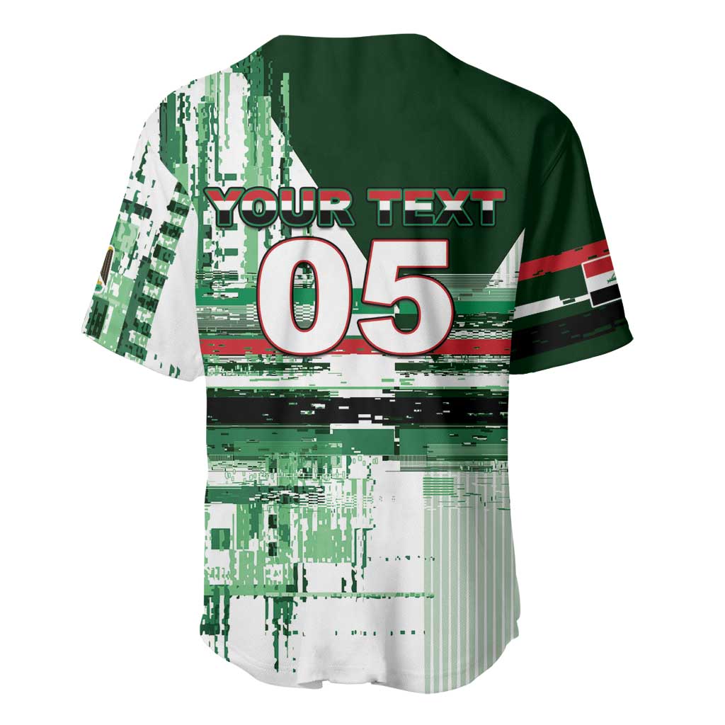 Custom Iraq Football Baseball Jersey Modern Glitch Art Style Lion Symbolism