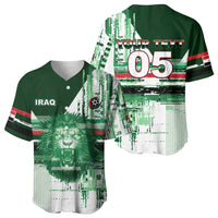 Custom Iraq Football Baseball Jersey Modern Glitch Art Style Lion Symbolism