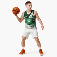 Custom Iraq Football Basketball Jersey Modern Glitch Art Style Lion Symbolism