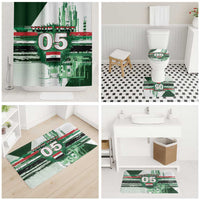 Custom Iraq Football Bathroom Set Modern Glitch Art Style Lion Symbolism