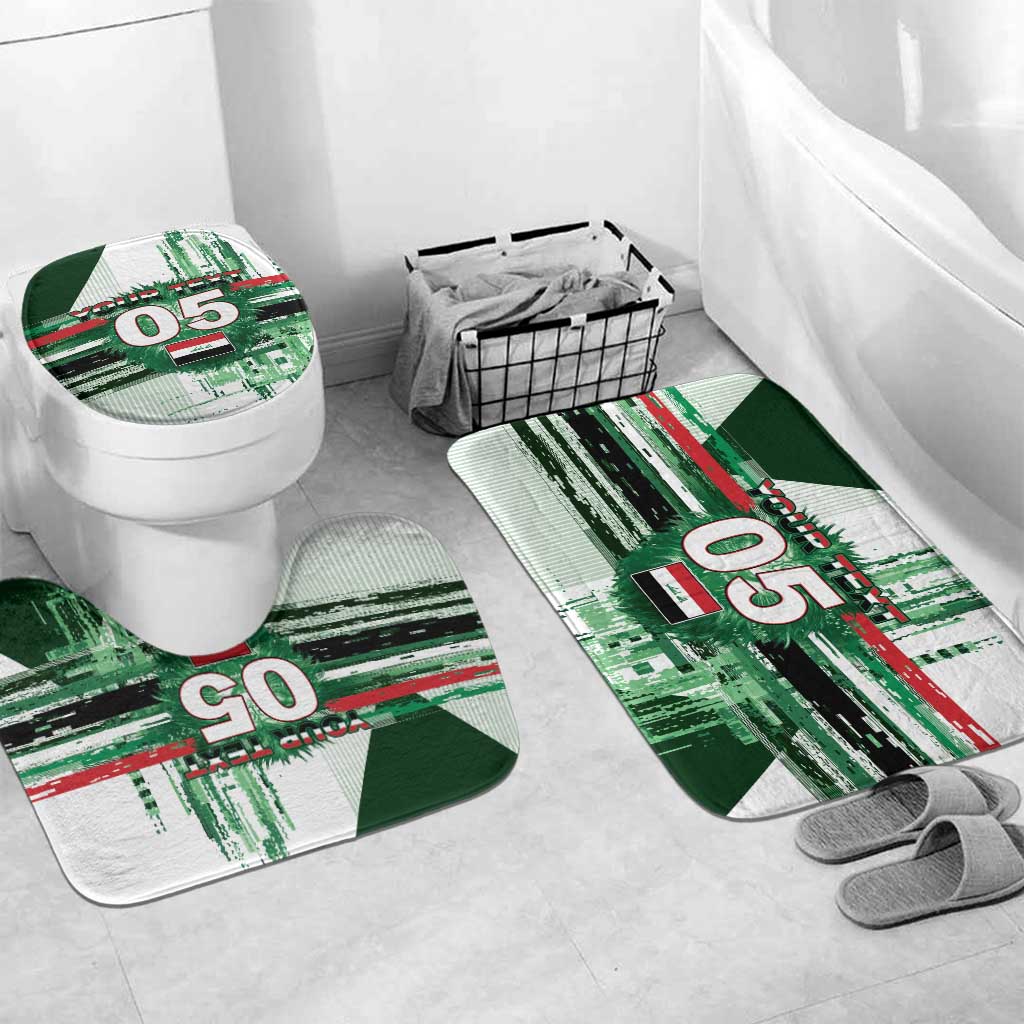 Custom Iraq Football Bathroom Set Modern Glitch Art Style Lion Symbolism
