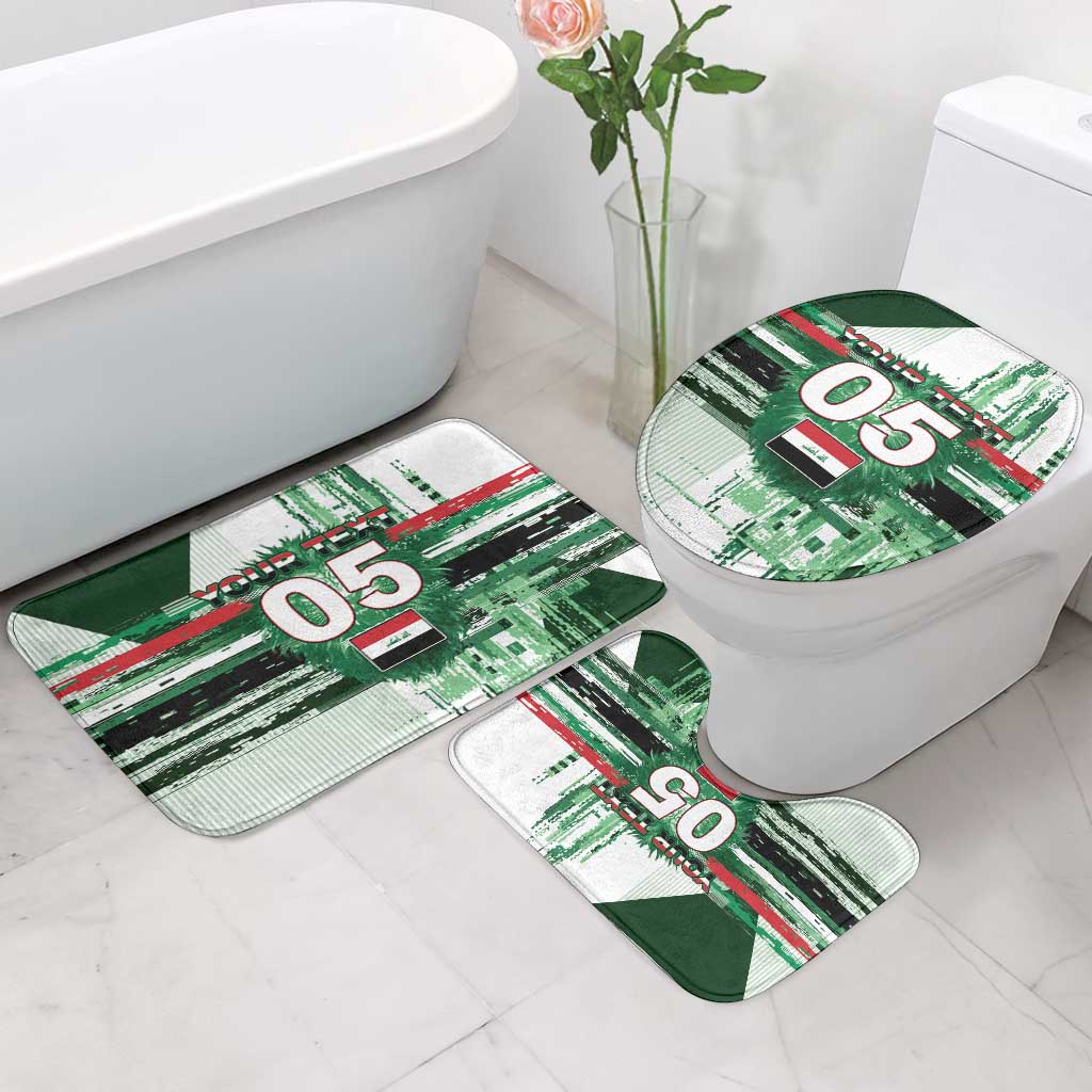 Custom Iraq Football Bathroom Set Modern Glitch Art Style Lion Symbolism