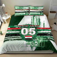 Custom Iraq Football Bedding Set Modern Glitch Art Style Lion Symbolism