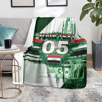 Custom Iraq Football Blanket Modern Glitch Art Style Lion Symbolism