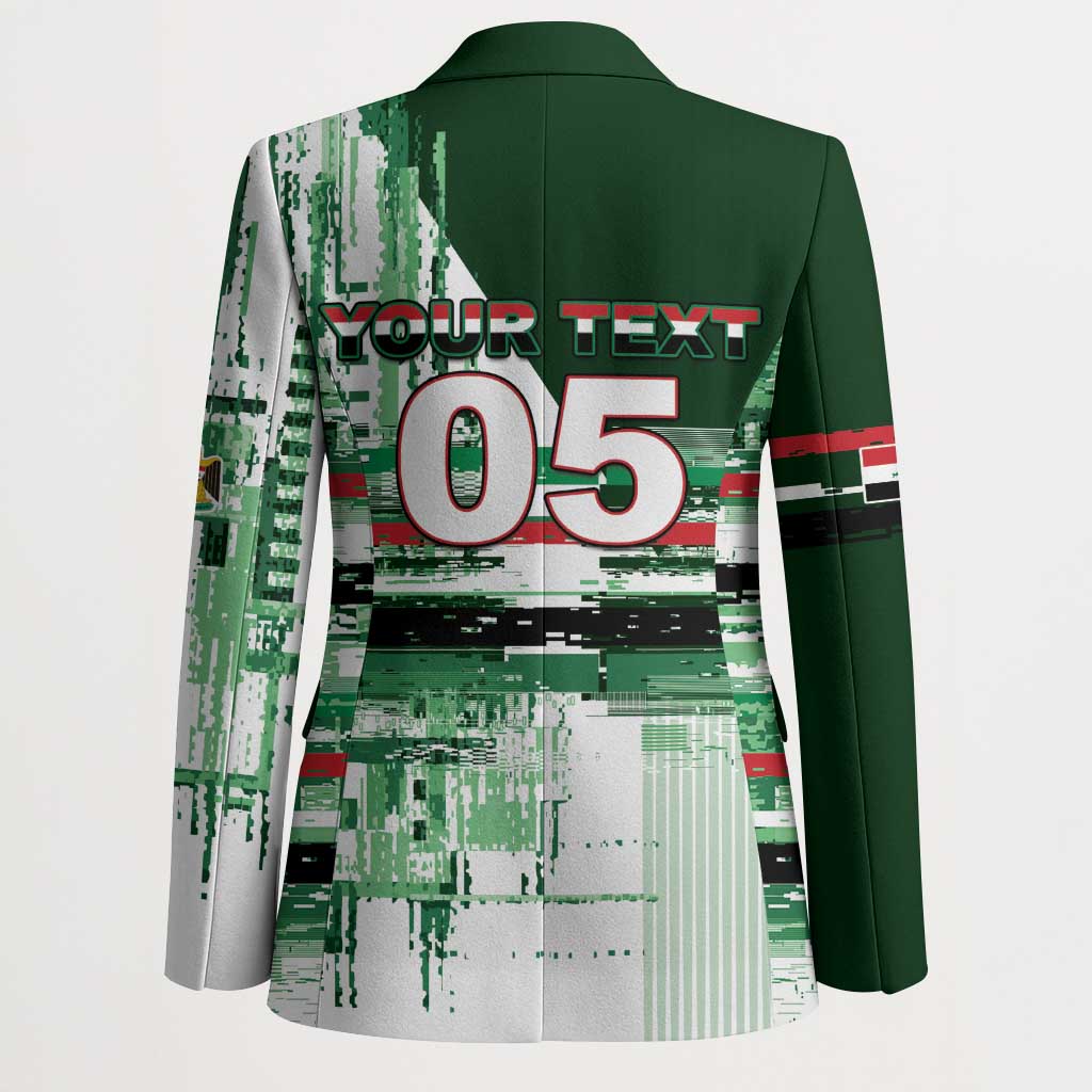 Custom Iraq Football Blazer Modern Glitch Art Style Lion Symbolism