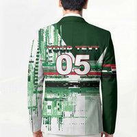 Custom Iraq Football Blazer Modern Glitch Art Style Lion Symbolism