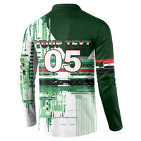 Custom Iraq Football Button Sweatshirt Modern Glitch Art Style Lion Symbolism