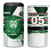 Custom Iraq Football 4 in 1 Can Cooler Tumbler Modern Glitch Art Style Lion Symbolism