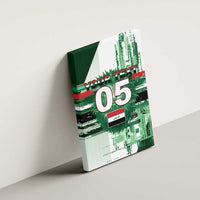 Custom Iraq Football Canvas Wall Art Modern Glitch Art Style Lion Symbolism