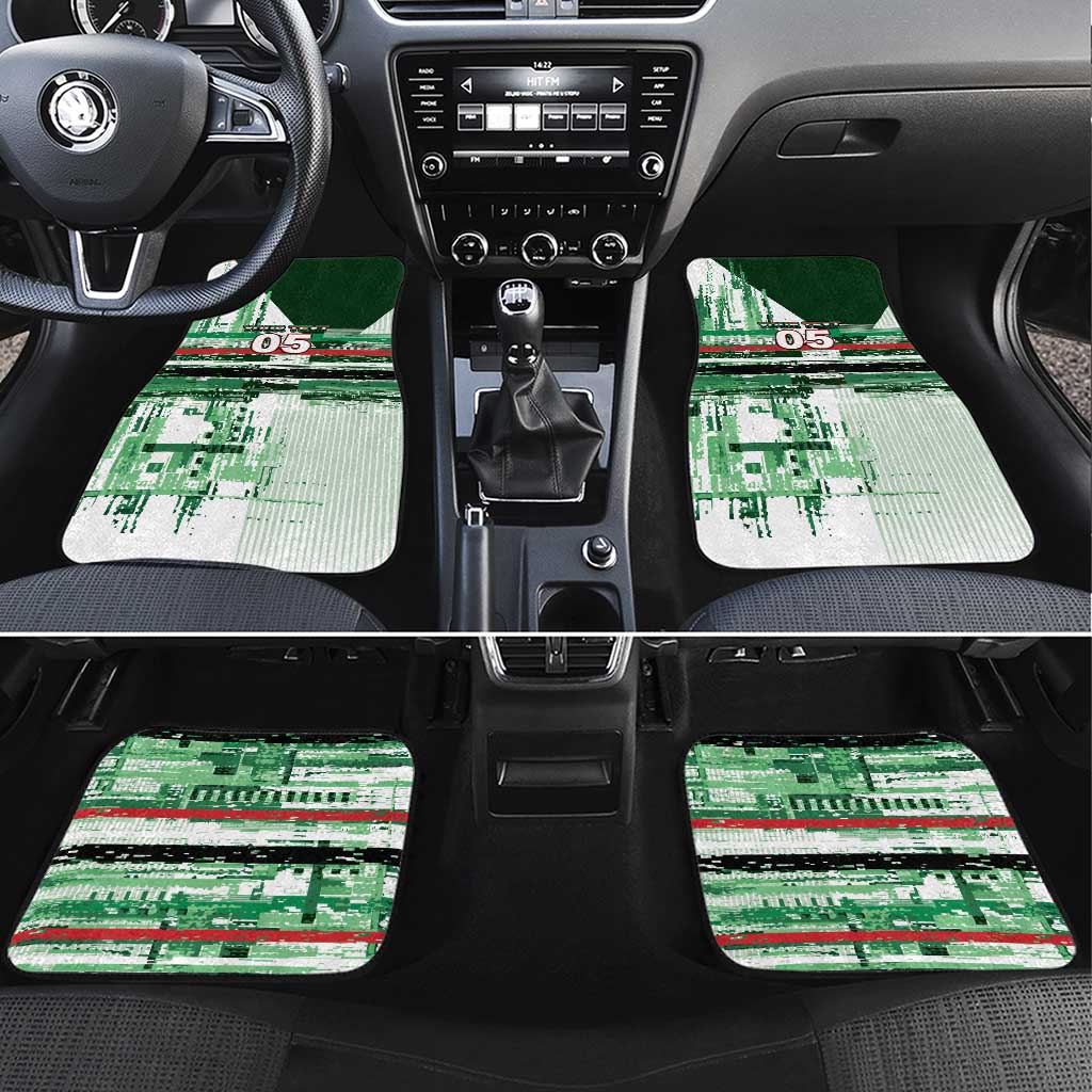 Custom Iraq Football Car Mats Modern Glitch Art Style Lion Symbolism
