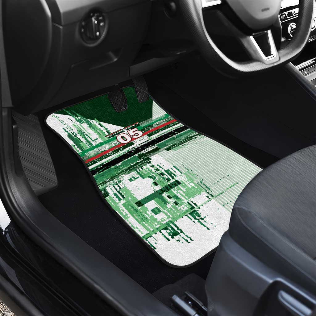 Custom Iraq Football Car Mats Modern Glitch Art Style Lion Symbolism
