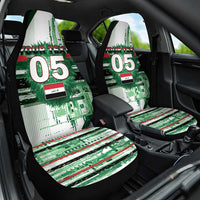 Custom Iraq Football Car Seat Cover Modern Glitch Art Style Lion Symbolism
