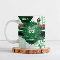 Custom Iraq Football Ceramic Mug Modern Glitch Art Style Lion Symbolism