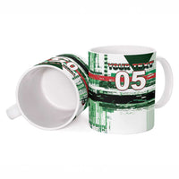 Custom Iraq Football Ceramic Mug Modern Glitch Art Style Lion Symbolism