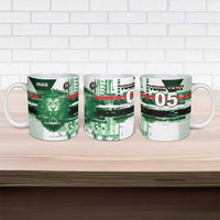 Custom Iraq Football Ceramic Mug Modern Glitch Art Style Lion Symbolism