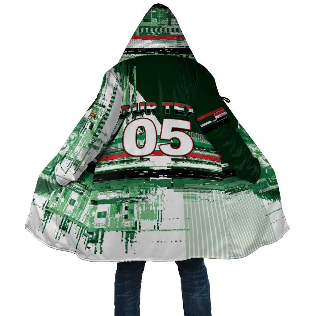 Custom Iraq Football Cloak Modern Glitch Art Style Lion Symbolism