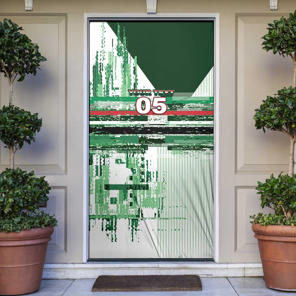 Custom Iraq Football Door Cover Modern Glitch Art Style Lion Symbolism