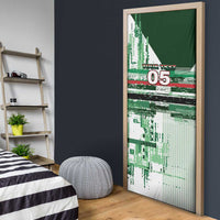 Custom Iraq Football Door Cover Modern Glitch Art Style Lion Symbolism