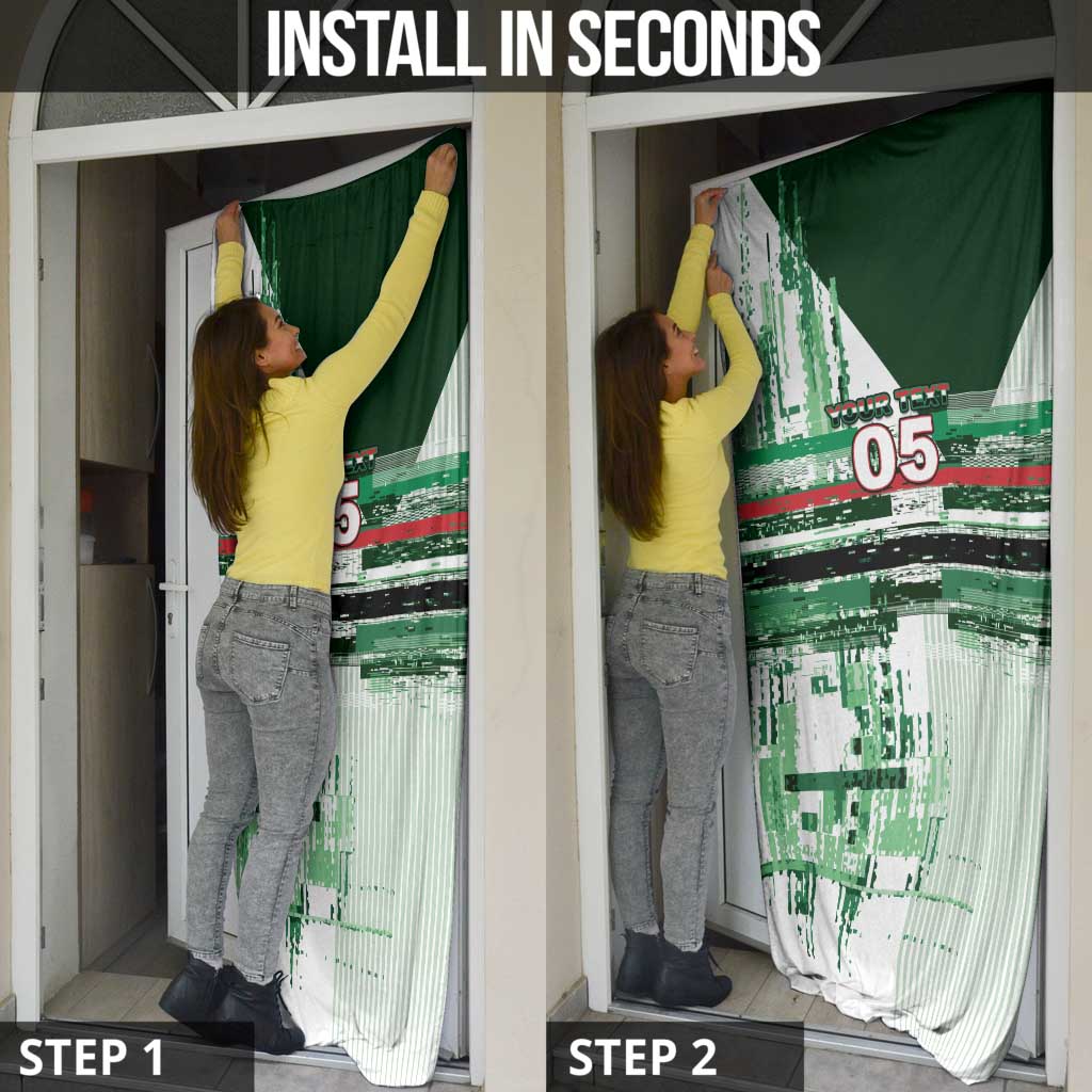 Custom Iraq Football Door Cover Modern Glitch Art Style Lion Symbolism