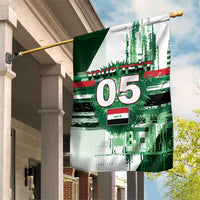 Custom Iraq Football Garden Flag Modern Glitch Art Style Lion Symbolism
