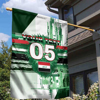 Custom Iraq Football Garden Flag Modern Glitch Art Style Lion Symbolism