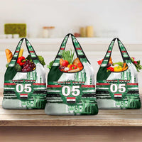 Custom Iraq Football Grocery Bag Modern Glitch Art Style Lion Symbolism