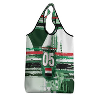 Custom Iraq Football Grocery Bag Modern Glitch Art Style Lion Symbolism