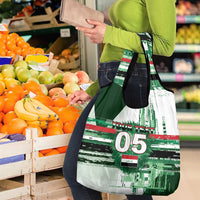 Custom Iraq Football Grocery Bag Modern Glitch Art Style Lion Symbolism