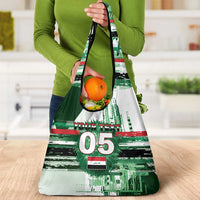 Custom Iraq Football Grocery Bag Modern Glitch Art Style Lion Symbolism