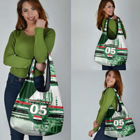 Custom Iraq Football Grocery Bag Modern Glitch Art Style Lion Symbolism