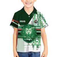 Custom Iraq Football Hawaiian Shirt Modern Glitch Art Style Lion Symbolism